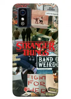 Бампер для ЗТЕ Блейд Л9 из силикона - Очень странные дела Stranger Things постер с названием в стиле колажа из фото