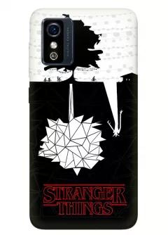 Бампер для ЗТЕ Блейд Л9 из силикона - Очень странные дела Stranger Things красное название и черно-белый постер с миром главных героев и параллельным миром