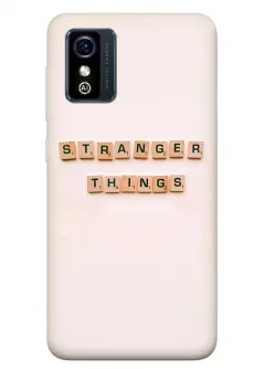 Чехол-накладка для ЗТЕ Блейд Л9 из силикона - Очень странные дела Stranger Things название в виде алфавитных игральных кубиков бежевый чехол