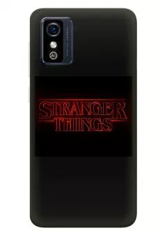 Чехол-накладка для ЗТЕ Блейд Л9 из силикона - Очень странные дела Stranger Things красное название крупным планом черный чехол