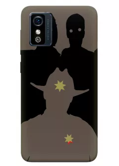 Чехол-накладка для ЗТЕ Блейд Л9 из силикона - Ходячие мертвецы The Walking Dead шериф на фоне зомби вектор-арт коричневый чехол
