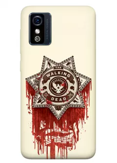 Чехол-накладка для ЗТЕ Блейд Л9 из силикона - Ходячие мертвецы The Walking Dead логотип в виде значка шерифа в крови желтый чехол