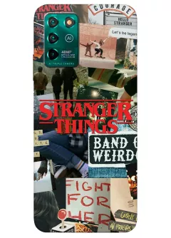 Бампер для ЗТЕ Блейд В30 - Очень странные дела Stranger Things постер с названием в стиле колажа из фото