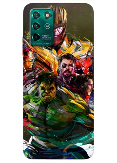 Чехол для ZTE Blade V30 - Мстители, The Avengers яростный Халк Тор Доктор Стрэндж и Железный человек на фоне Таноса художественный арт