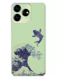 Чехол для Blade V50 Design с прозрачным рисунком из силикона - Большая волна в Канагаве