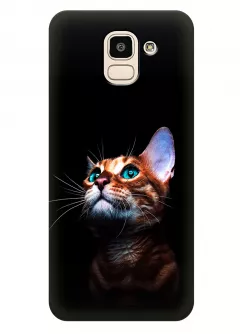Чехол для Galaxy J6 - Зеленоглазый котик