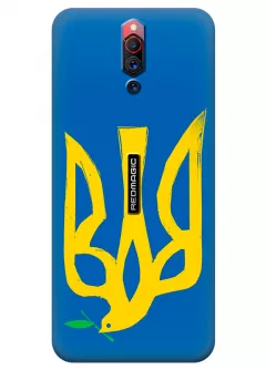 Чехол на ZTE Nubia Red Magic 5G с сильным и добрым гербом Украины в виде ласточки