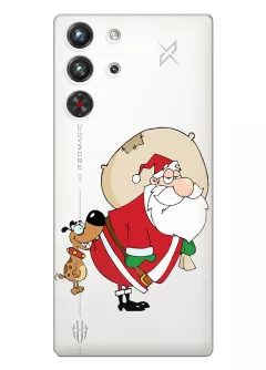 ZTE Nubia Red Magic 10 Pro прозрачный силиконовый чехол с принтом - Санта с подарками
