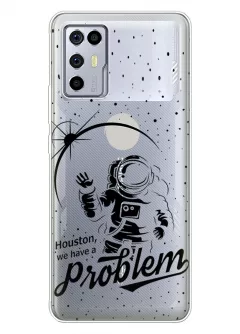 ЗТЕ Нубия Ред Меджик 6Р прозрачный силиконовый чехол с принтом - Космонавт с проблемой