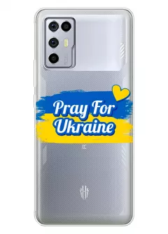 Чехол для ZTE Nubia Red Magic 6R "Pray for Ukraine" из прозрачного силикона
