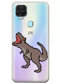 Прозрачный чехол для ZTE Blade V2020 - Пиксельный динозавр