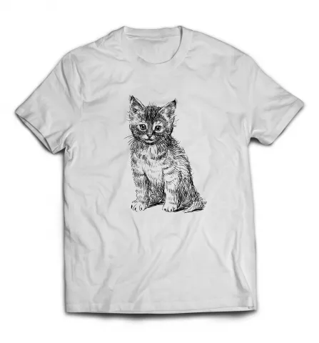 Белая мужская футболка - Котик