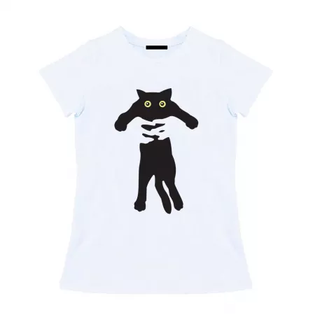 Женская футболка - Пугливый кот