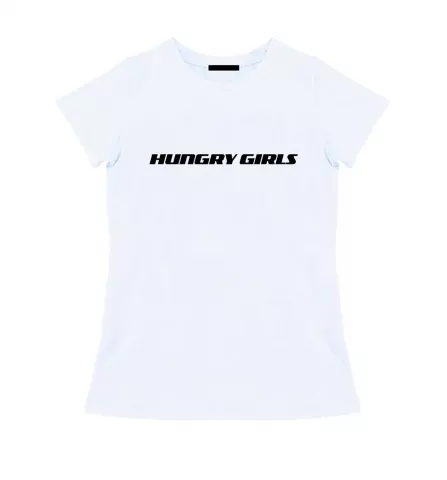 Женская белая футболка - Hungry girls