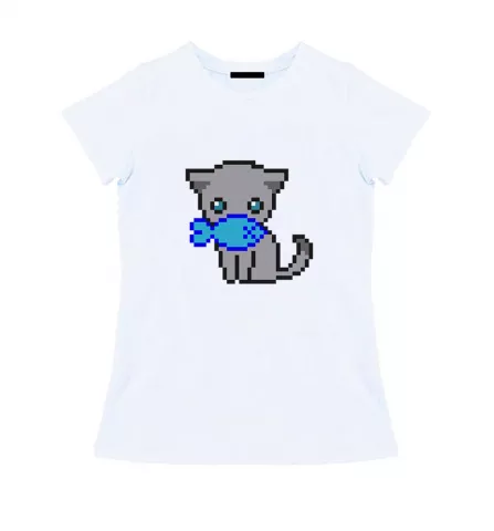 Женская футболка - Пиксельный котик