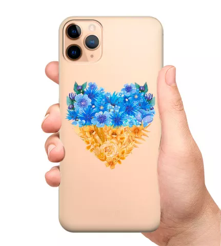 Патриотический чехол для телефона с рисунком сердца из цветов Украины