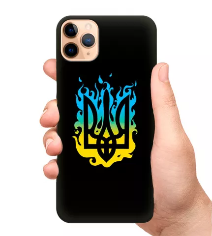 Чехол на телефон с справедливым гербом и огнем Украины