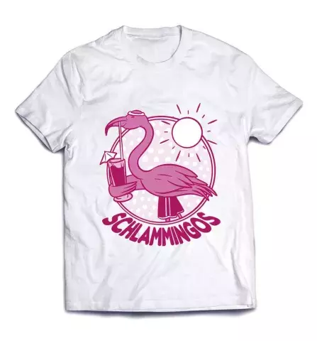 Универсальная легкая футболка с дизайном - Фламинго пьет спортивный коктельи