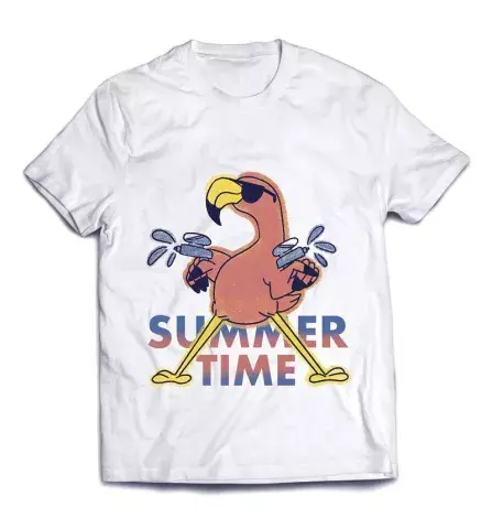 Молодежная летняя футболка - Фламинго. Summer time