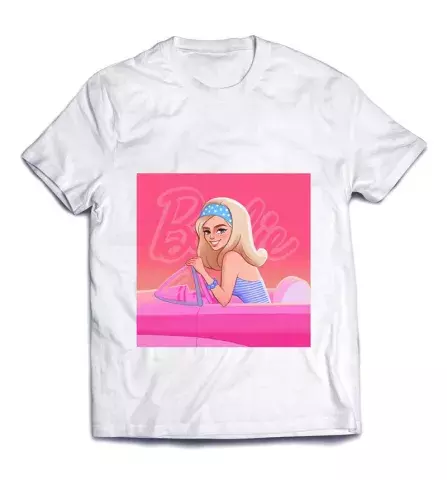 Обалденная футболка для девочек - Барби едет на машине