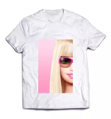 Легкая футболка с женским дизайном - Половина лица Барби