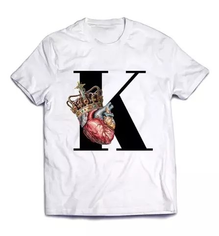 Необычная современная футболка - Королевское сердце