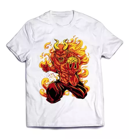 Необычная футболка с ярким принтом - Футбольный демон