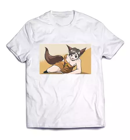 Интересная футболка с принтом в стиле аниме - Девочка Лиса