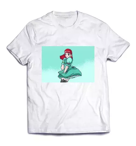 Яркая футболка со стильным принтом - Стеснительная девочка аниме