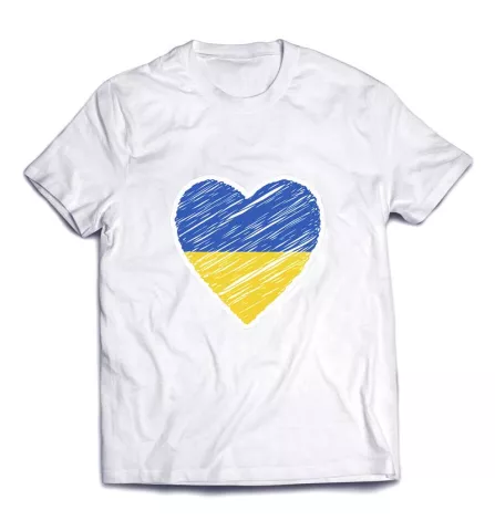 Патриотическая футболка с желто голубым сердцем
