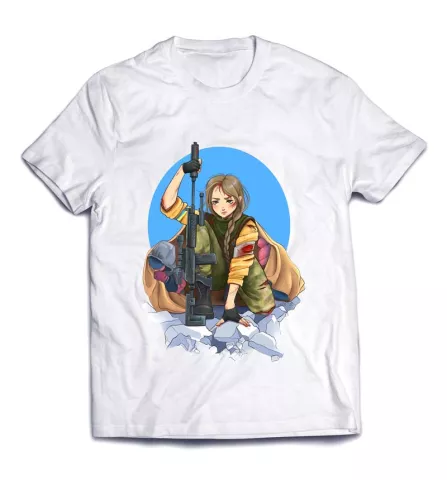 Патриотическая футболка отважная девушка со снайперкой
