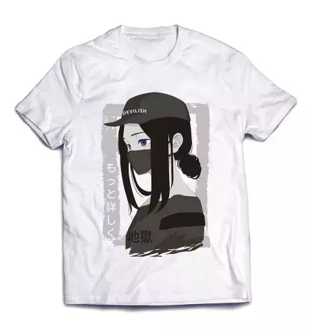 Современная футболка с изображением в стиле аниме - Devilish Girl