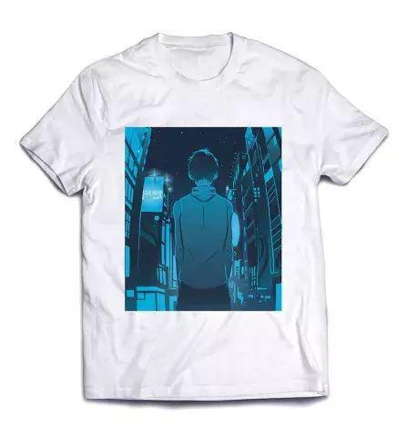 Классная футболка для молодежи - Ночный город аниме