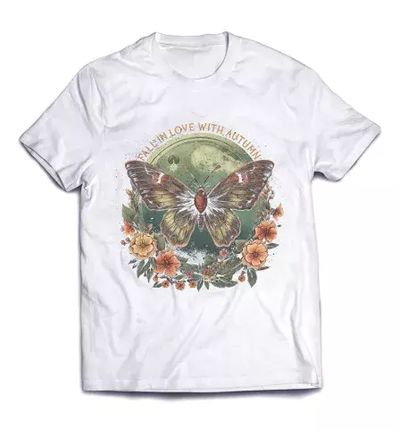 Классная футболка с необыкновенным принтом - Осенняя бабочка