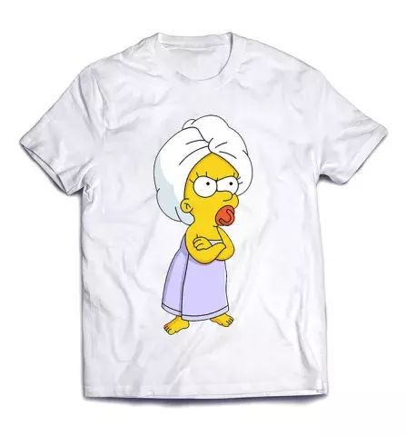 Милая футболка с изображением персонажа - Мэгги Симпсон в полотенце