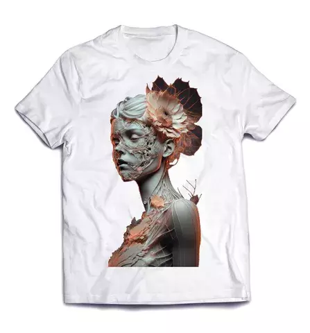 Крутая футболка с художественным принтом - Мраморная девушка