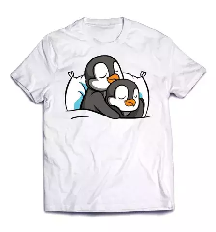 Крутая футболка с суперским  оригинальным дизайном - Милая семья пингвинов