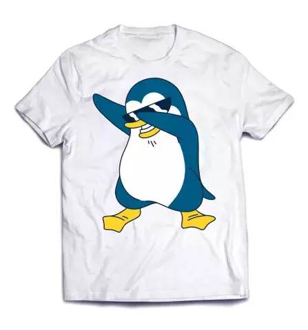 Оригинальная стильная футболка с принтом - Диско пингвин