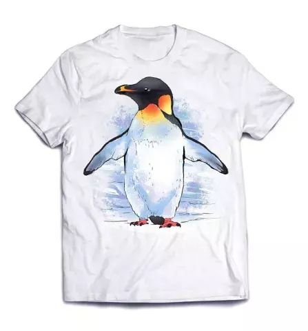 Модная футболка с оригинальным принтом - Пингвин и холод