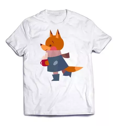 Невероятный принт на стильной футболке - Осенняя лисичка