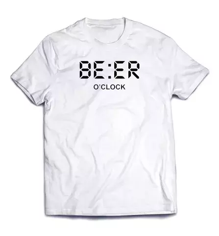 Минималистичная футболка с надписью BEER o`clock
