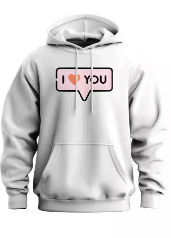 Милое изображение на классном худи для влюблённых — Сообщение I ♡ YOU