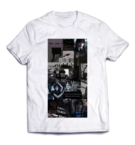 Модная, летняя футболка с прикольным изображением - Колаж сериала Wednesday/Венздей