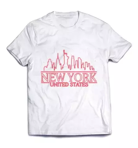 Бомбезная белая футболка с модным принтом - Надпись Нью-Йорк