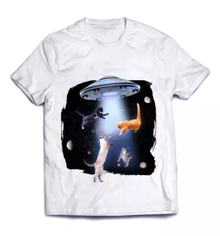 Класная футболка с уникальной печатью картинки - Коты-инопланетяне