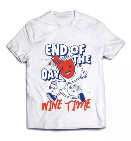 Летняя футболка со смешной надписью - Конец дня - время для вина