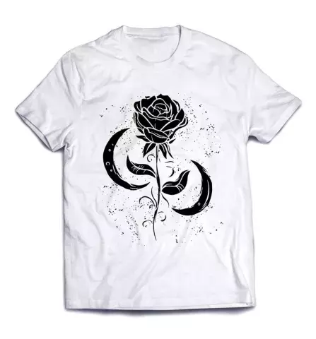 Супер футболка с оригинальным рисунком - Черно-беля роза