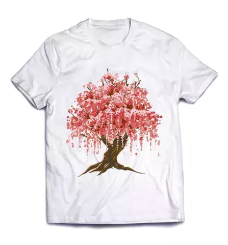 Милая футболка с клевой картинкой - Дерево сакура