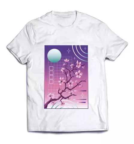 Красивая арт-футболка - Веточка сакуры
