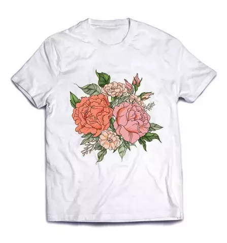 Женская футболка с красиввым дизайном - Пионы